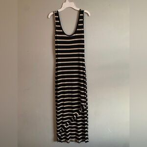 Fate Asymmetrical Striped Maxi Dress with Side Slit S